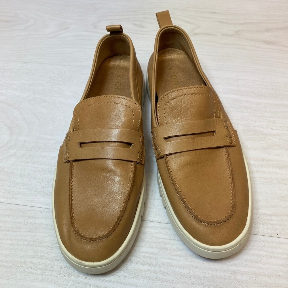 Vionic Womens 8.5 Uptown Loafer Tan Leather Platform Lug Sole Comfort Shoe